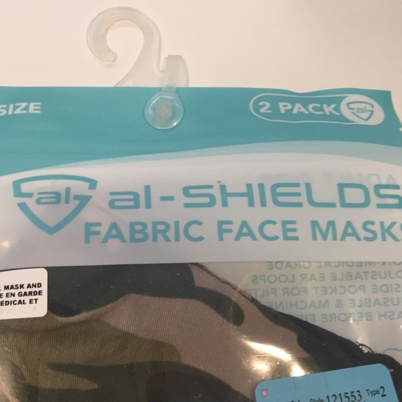 AL-SHIELDS Adult Size Fabric Face Masks 2 pack - Picture 3 of 3
